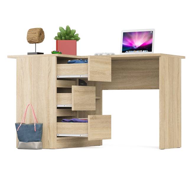 Угловой компьютерный стол Мори МС-16 левый цвет дуб сонома