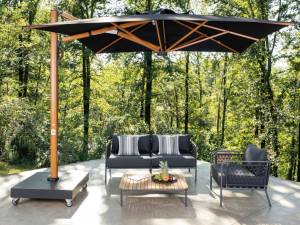 Зонт профессиональный 2.9х2.9 м Astro Timber имитация ироко, черный 2900х2900 мм