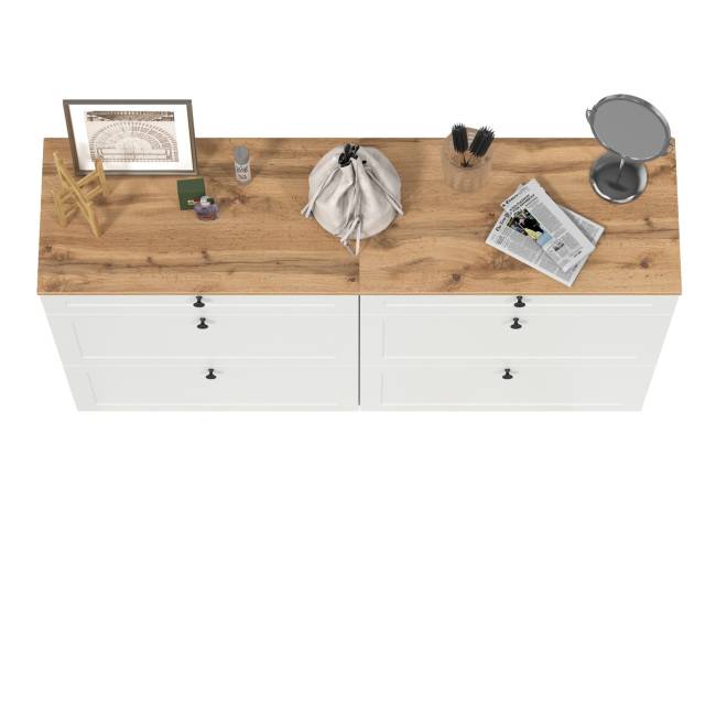 Две тумбы для обуви Остин цвет белый шагрень/дуб крафт золотой