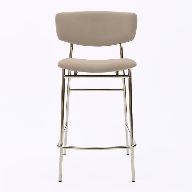 Дизайнерский полубарный стул Марко латте, основание хром