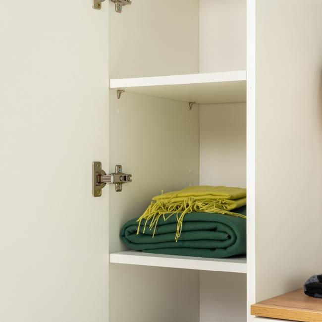 Шкаф-пенал Октава 13.228 цвет белый шагрень/дуб крафт золотой