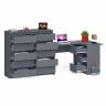 Стол компьютерный МС-16 с тумбой справа и высокий комод на 10-ть ящиков Мори цвет графит