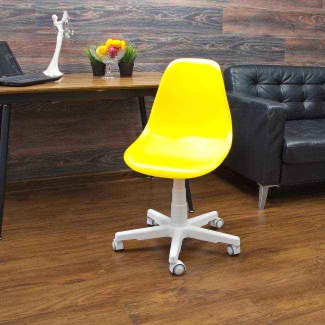 Кресло компьютерное Смузи белый/горчичный