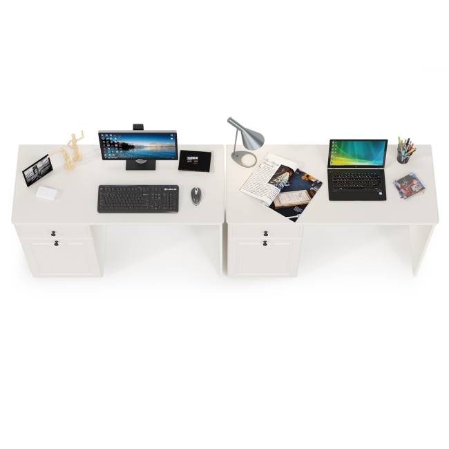 Два письменных стола Роуз цвет белый с тиснением поры дерева/ясень ваниль