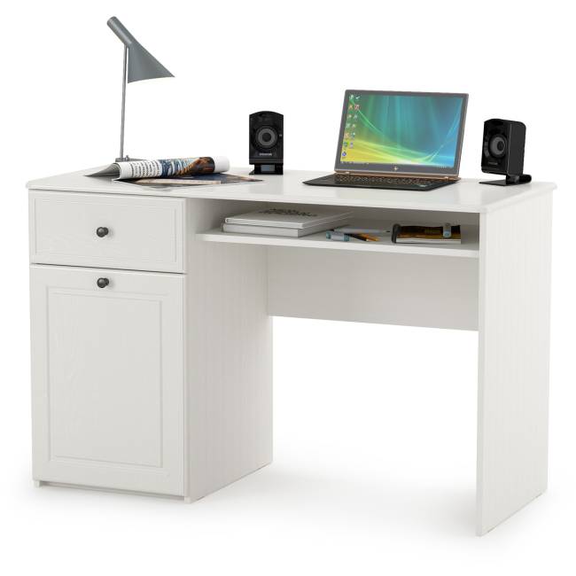 Два письменных стола Роуз цвет белый с тиснением поры дерева/ясень ваниль