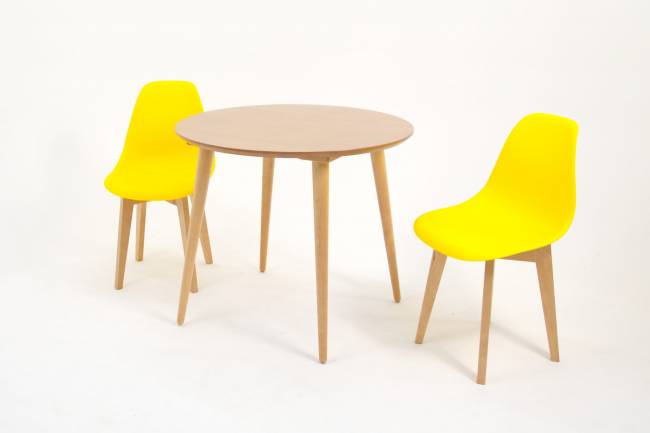 Стол Монте К 100 натур со стульями Сашш натур жёлтый