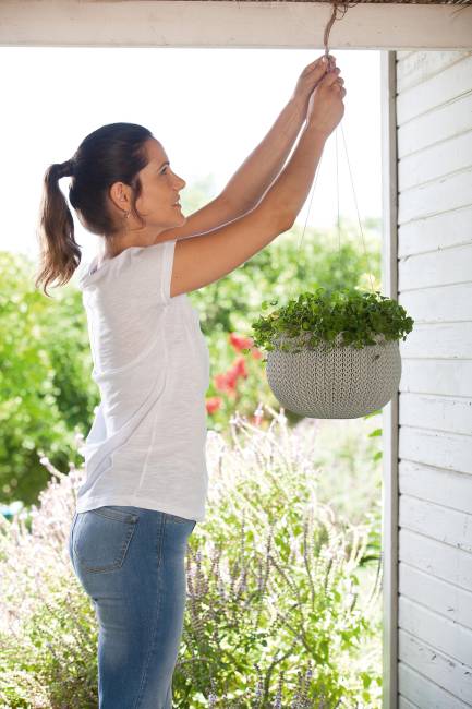 Кашпо Cozies S  подвесное серый