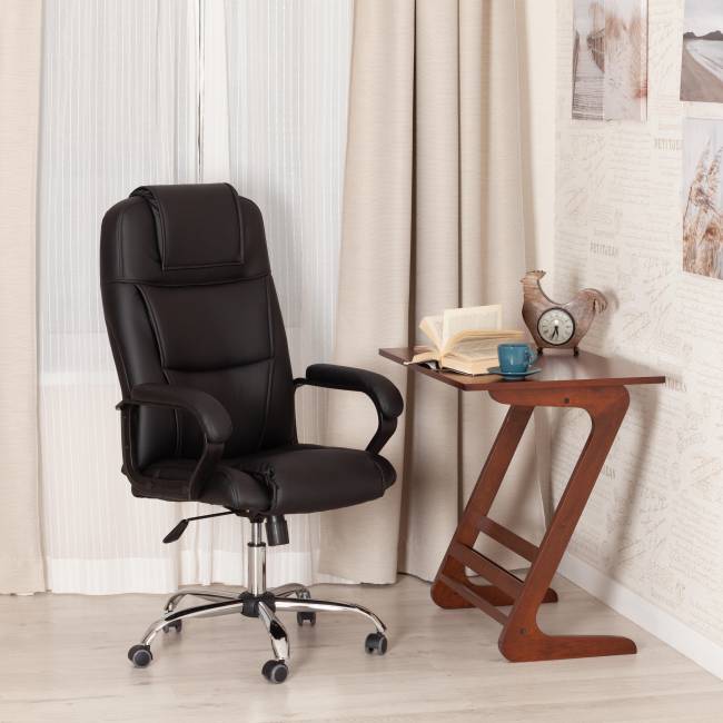 Кресло Бергамо/Bergamo хром (22) кож/зам, черный, 36-6 черный кож/зам