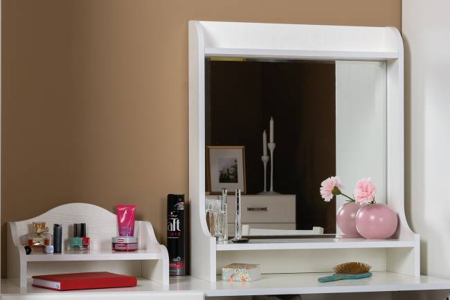 Полка с зеркалом настольная Ливерпуль 10.118 цвет ясень ваниль