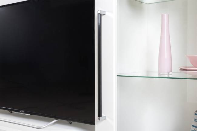 Большая стенка в гостиную Валенсия № 108 цвет белый шагрень