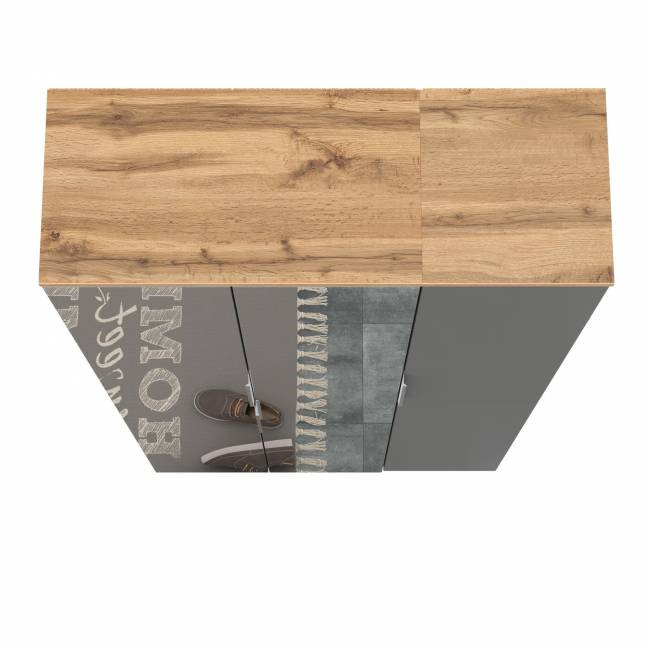 Шкаф для одежды и шкаф-пенал Октава цвет серый графит/дуб крафт золотой/зеркало Шкаф для одежды и шкаф-пенал Октава цвет серый графит/дуб крафт золотой/зеркало