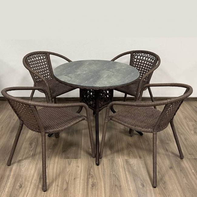 Комплект мебели из искусственного ротанга BROWN 4, коричневый, 4+1