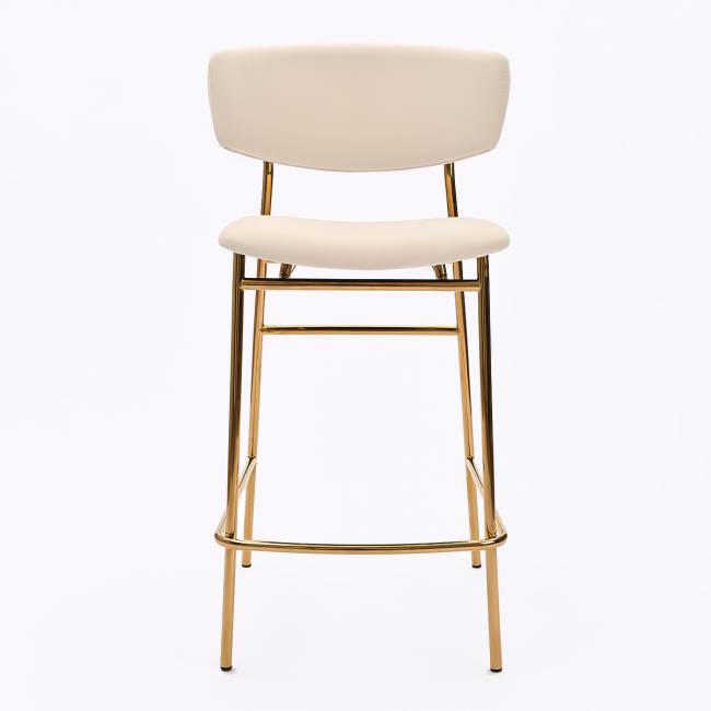 Дизайнерский полубарный стул Марко бежевый, основание золото