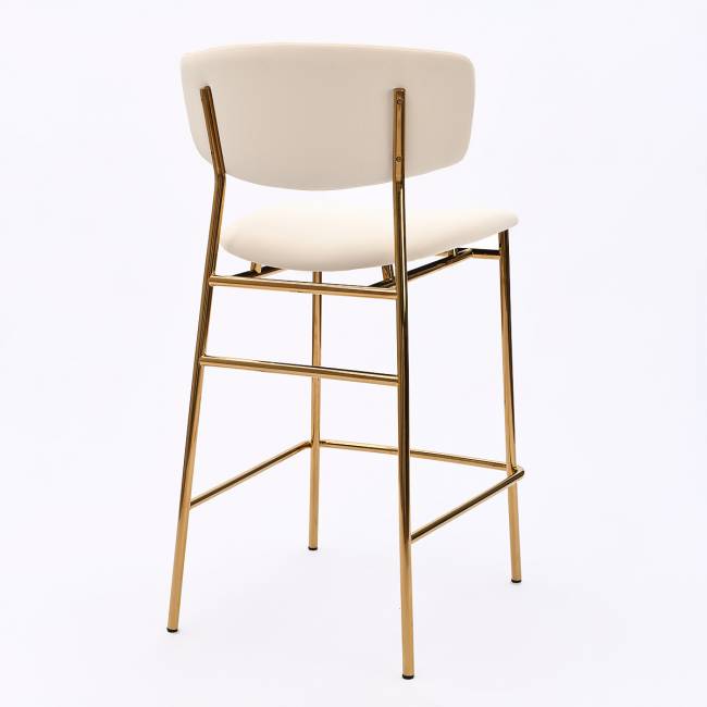 Дизайнерский полубарный стул Марко бежевый, основание золото