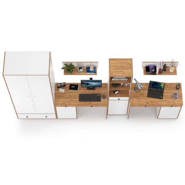 Мебель для детской комнаты для двоих детей Вуди № 30 цвет белый премиум/дуб крафт золотой