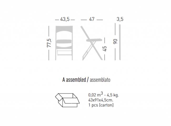 Стул пластиковый складной Compact желтый 435х470х775 мм