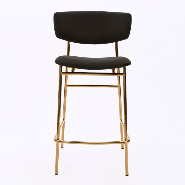 Дизайнерский полубарный стул Марко графит, основание золото