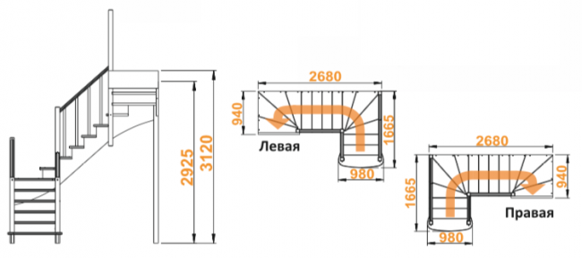 Деревянная лестница К-009м