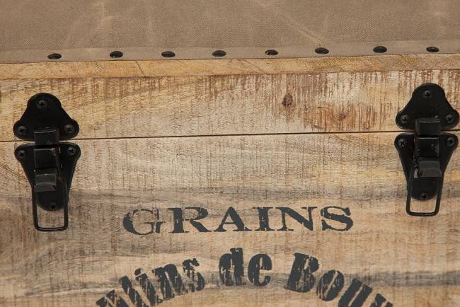 Пуф - сундук Secret de Maison Перрет/Perret (мод. M-540) массив манго/ткань хлопок, 45х45х50см, натуральный/ткань: винтаж натуральный дерево манго/ткань хлопок