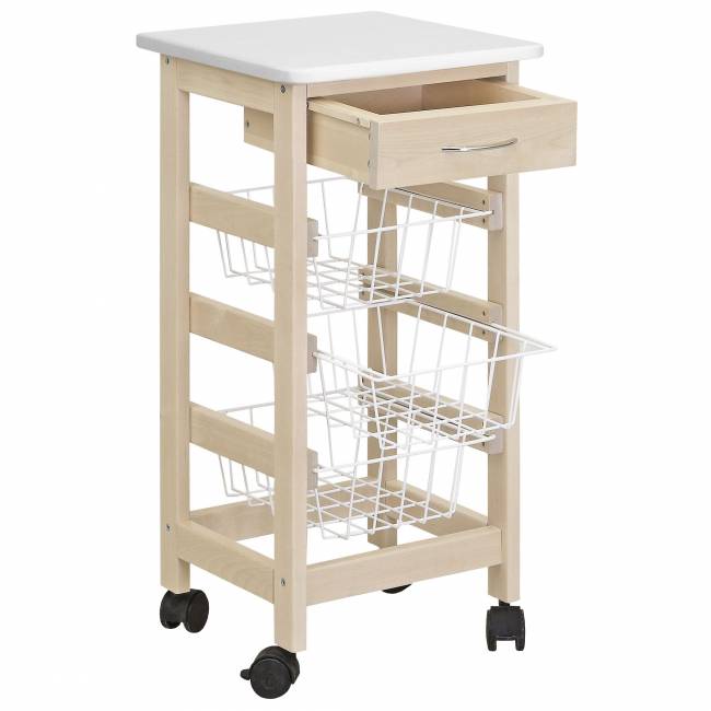 Тумба с ящиком и корзинами белый/лак Тумба с ящиком и корзинами белый/лак