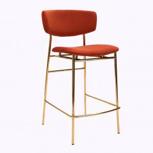 Дизайнерский полубарный стул Марко терракотовый, основание золото