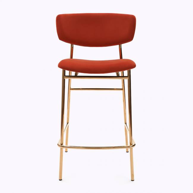 Дизайнерский полубарный стул Марко терракотовый, основание золото