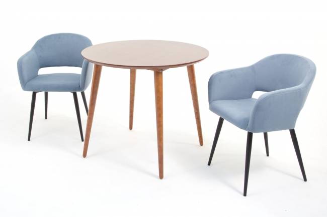Стол Монте К 100 орех с креслами Пичч велюр синий Стол Монте К 100 орех с креслами Пичч велюр синий