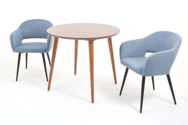 Стол Монте К 100 орех с креслами Пичч велюр синий Стол Монте К 100 орех с креслами Пичч велюр синий