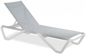 Шезлонг-лежак металлический Wave белый, серый 1910х715х300 мм