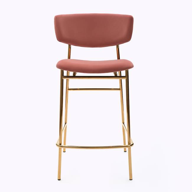 Дизайнерский полубарный стул Марко розовый, основание золото