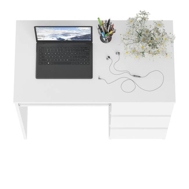 Стол компьютерный три ящика Мори МС-6 правый цвет белый