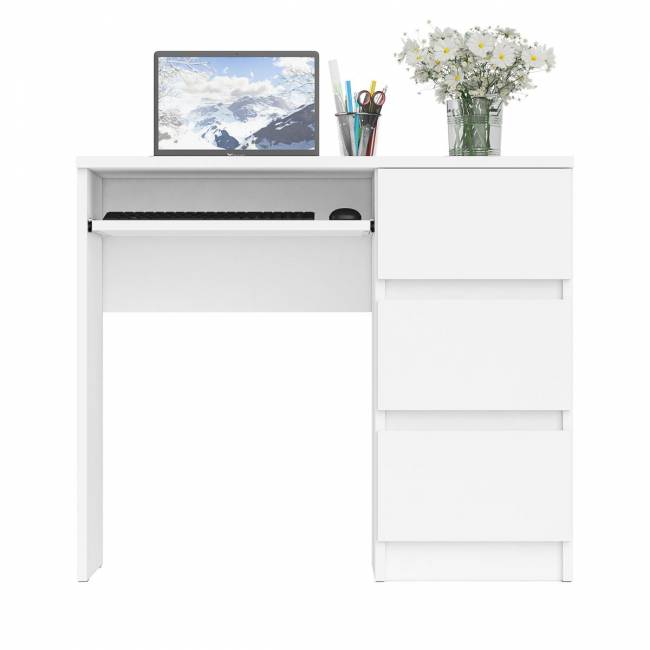 Стол компьютерный три ящика Мори МС-6 правый цвет белый