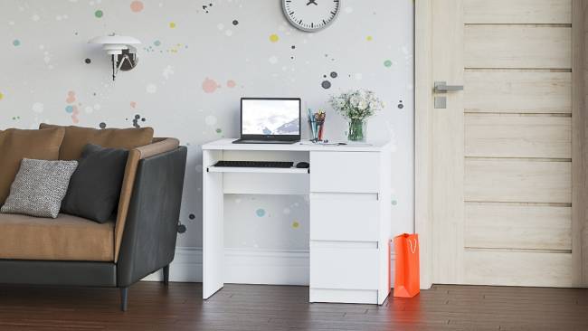 Стол компьютерный три ящика Мори МС-6 правый цвет белый