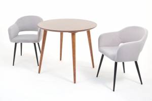Стол Монте К 100 орех с креслами Пичч велюр серый