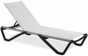 Шезлонг-лежак металлический Wave антрацит, белый 1910х715х300 мм