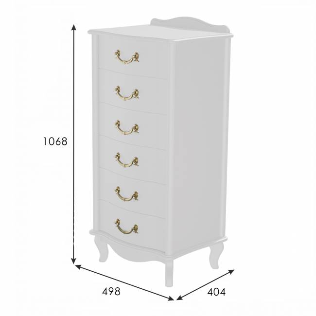Комод Джульетта узкий 6 ящ., молочный дуб Л Комод Джульетта узкий 6 ящ., молочный дуб Л