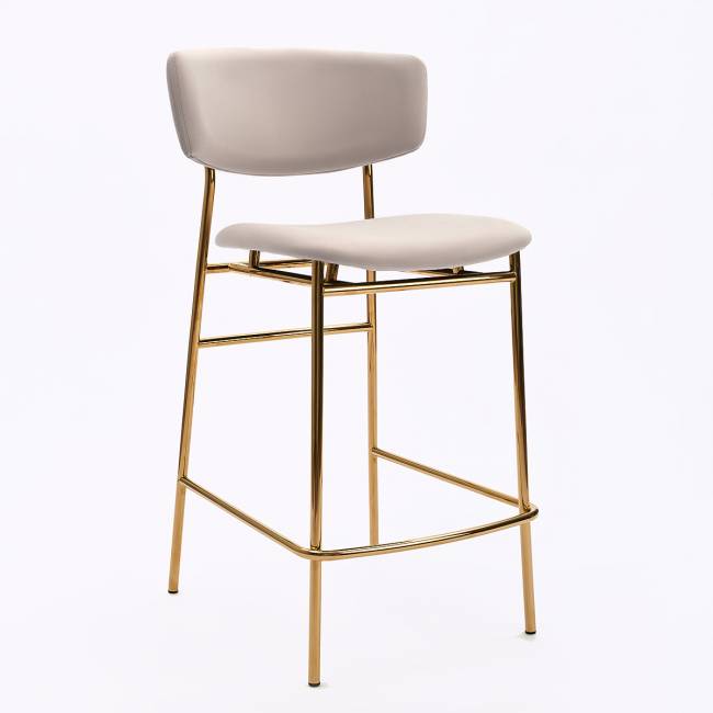 Дизайнерский полубарный стул Марко серый, основание золото Дизайнерский полубарный стул Марко серый, основание золото