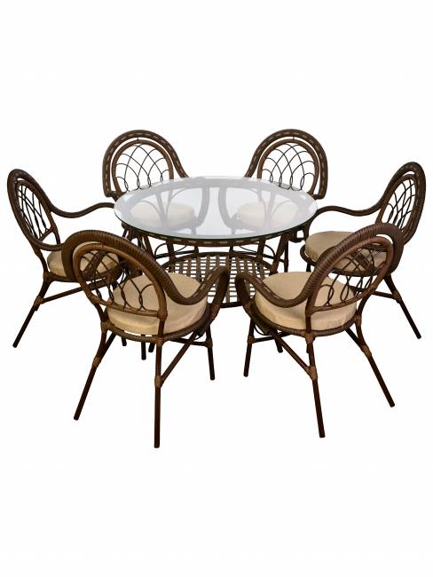 Комплект из искусственного ротанга Java (Ява)-6 (цвет: Орех)