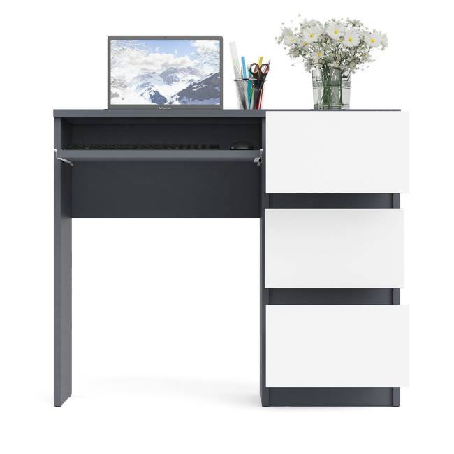 Стол компьютерный три ящика Мори МС-6 правый цвет графит/белый
