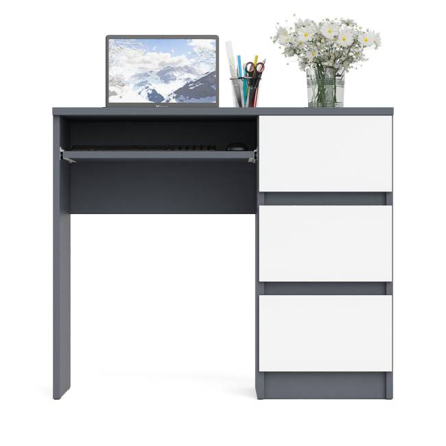 Стол компьютерный три ящика Мори МС-6 правый цвет графит/белый