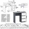 Стол компьютерный три ящика Мори МС-6 правый цвет графит/белый