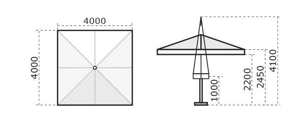 Зонт профессиональный телескопический 4х4 м Palladio Telescopic натуральный, слоновая кость 4000х4000 мм