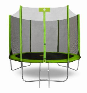 Батут "Smile outside", зеленый 12ft с защитной сеткой и лестницей