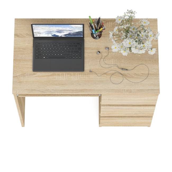 Стол компьютерный три ящика Мори МС-6 правый цвет дуб сонома