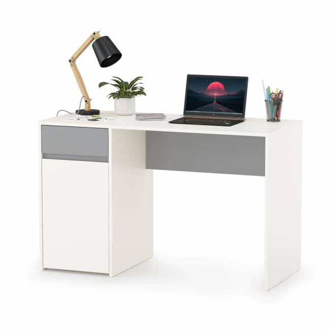 Стол для молодёжной Торонто 12.149 цвет белый шагрень/стальной