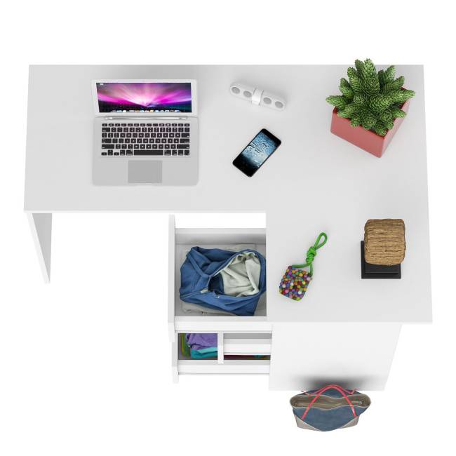 Угловой компьютерный стол Мори МС-16 правый цвет белый