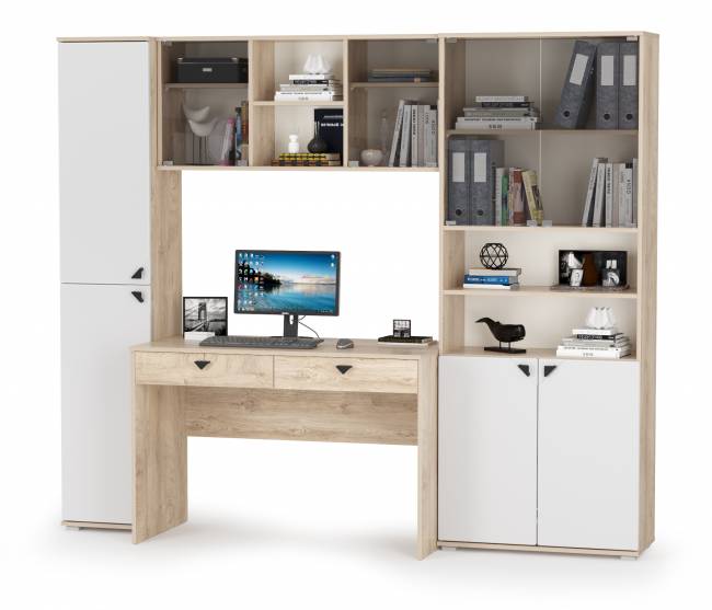 Бостон домашний офис № 31 цвет дуб эндгрейн элегантный/фасады МДФ милк рикамо софт Бостон домашний офис № 31 цвет дуб эндгрейн элегантный/фасады МДФ милк рикамо софт