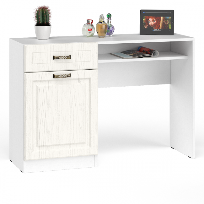 Стол туалетный с зеркалом Ливерпуль цвет ясень ваниль/белый