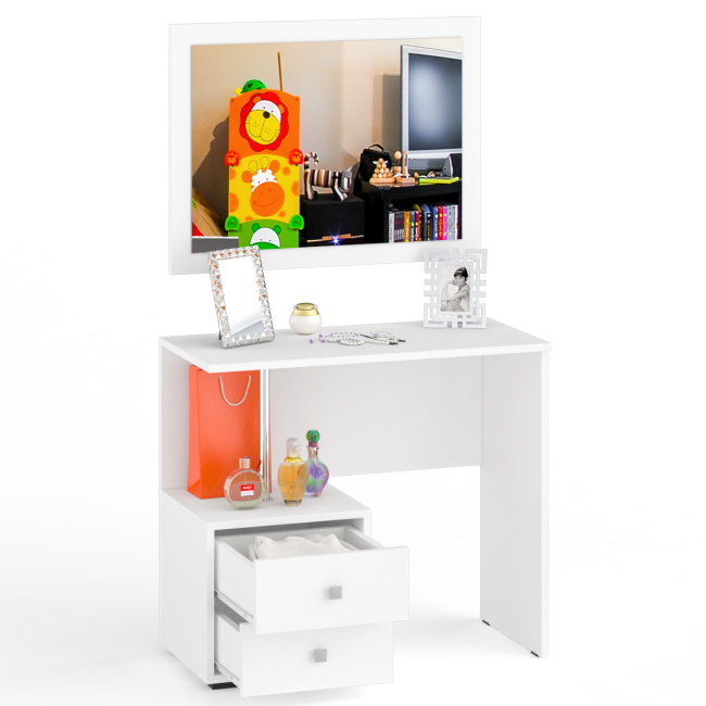 Стол косметический с зеркалом Камелия цвет белый