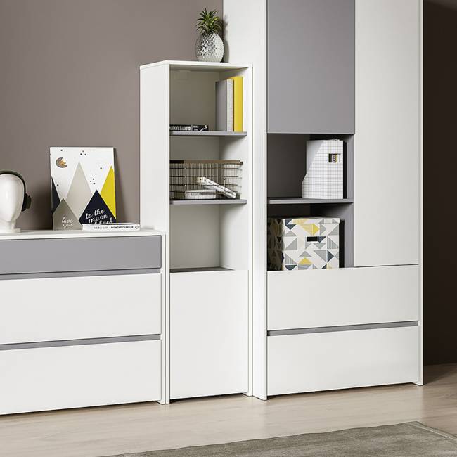 Шкаф комбинированный Торонто 13.13 цвет белый шагрень/стальной серый